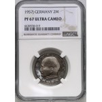 Germany, 2 Mark 1957 J, Hamburg, Max Planck, Proof
