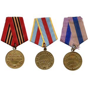 Rosja, ZSRR, zespół medali, Za zdobycie Berlina, wyzwolenie Warszawy, Pragi, (3 sztuki)