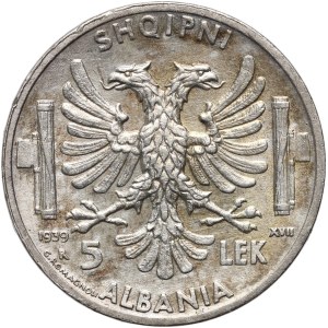 Albania, Victor Emmanuel III, 5 lek 1939 R, Rome