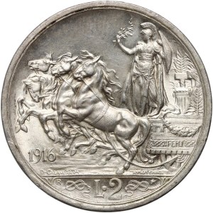 Włochy, Wiktor Emanuel III, 2 liry 1916 R, Rzym