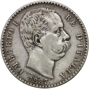 Italy, Umberto I, 2 lire 1887 R, Rome