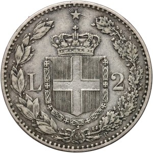 Italy, Umberto I, 2 lire 1887 R, Rome