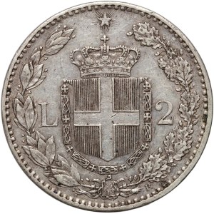 Italy, Umberto I, 2 lire 1887 R, Rome