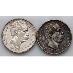 Italy, Umberto I, set of 2 lira coins from 1884-1887 R, Rome, (2 pieces)