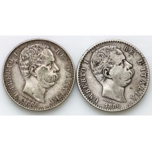 Italy, Umberto I, 2 lira coin set from 1886, Rome, (2 pieces)
