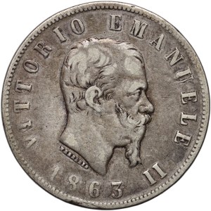 Italy, Victor Emmanuel II, 2 lire 1863 N, Naples