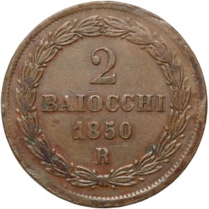 Vatican, Papal States, Pius IX, 2 baiocchi 1850 R, Rome