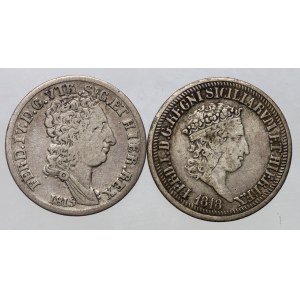 Włochy, Królestwo Obojga Sycylii, Ferdynand I, zestaw monet 10 grana z lat 1815-1818, (2 sztuki)