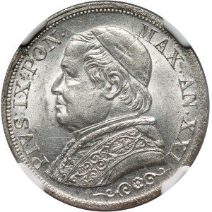 Vatican, Papal States, Pius IX, lira 1866 R, Rome