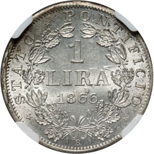 Vatican, Papal States, Pius IX, lira 1866 R, Rome
