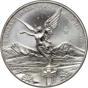 Mexico, 2 onzas 1998, Libertad, 2 ounces of silver