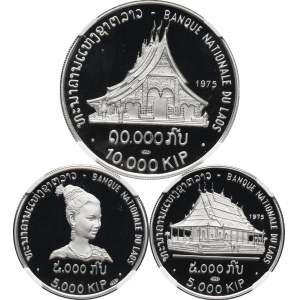 Laos, coin set of 2x5000 and 10000 kip 1975