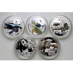 Niue, Coin Set from 2014-2015, Animals of the World, (5 pieces)