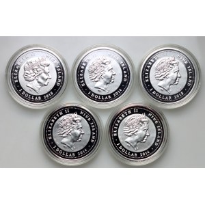 Niue, Coin Set from 2014-2015, Animals of the World, (5 pieces)