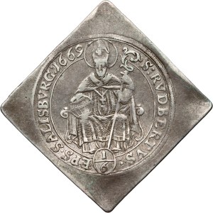 Österreich, Salzburg, Max Gandolf von Kuenburg, 1/6 Taler 1669, Clip