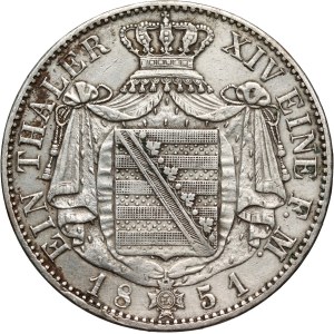 Deutschland, Sachsen, Friedrich August II., Taler 1851 F, Dresden