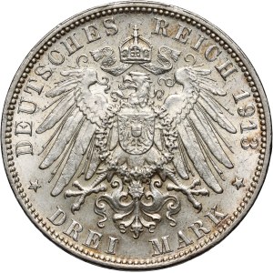 Germany, Hamburg, 3 Mark 1913 J