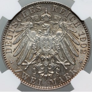 Deutschland, Sachsen, Albert, 2 Mark 1902 E, Muldenhütten, posthum