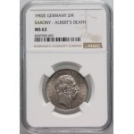Deutschland, Sachsen, Albert, 2 Mark 1902 E, Muldenhütten, posthum