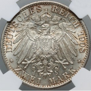 Germany, Saxe-Weimar-Eisenach, Wilhelm Ernst, 2 Mark 1908, University in Jena