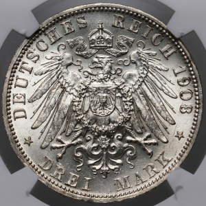 Germany, Prussia, Wilhelm II, 3 mark 1908 A, Berlin