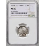 Germany, Empire, 1/2 mark 1918 D, Munich