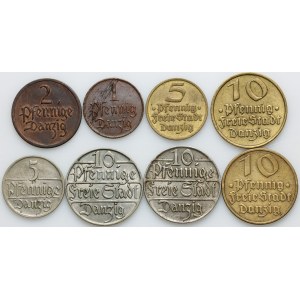 Free City of Gdansk, set of coins from 1923-1932, (8 pieces)