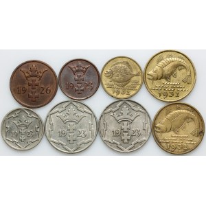 Free City of Gdansk, set of coins from 1923-1932, (8 pieces)
