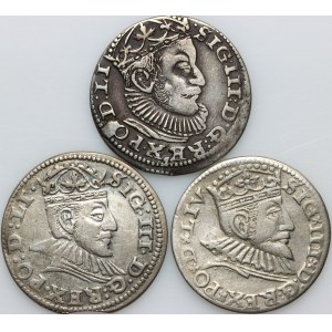 Sigismund III Vasa, set of trojaks dated 1589-1593, Riga, (3 pieces)
