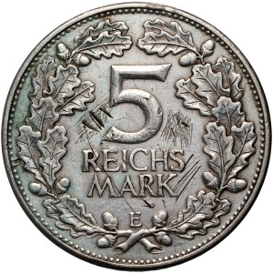 Germany, Weimar Republic, 5 Mark 1925 E, Muldenhütten, 1000th anniversary of the Rhineland