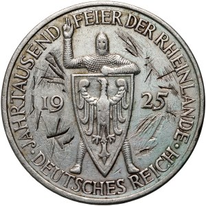 Germany, Weimar Republic, 5 Mark 1925 E, Muldenhütten, 1000th anniversary of the Rhineland