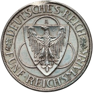 Germany, Weimar Republic, 5 Mark 1930 A, Berlin, Reconquest of the Rhineland