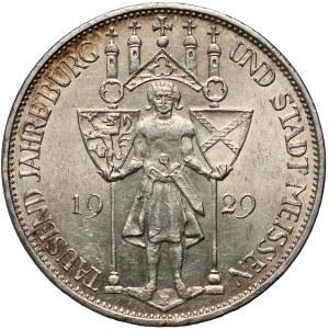 Germany, Weimar Republic, 3 Mark 1929 E, Muldenhütten, 1000th anniversary of Meissen