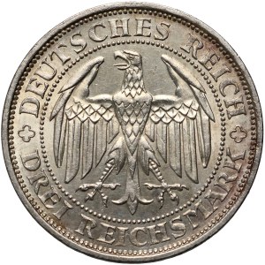Germany, Weimar Republic, 3 Mark 1929 E, Muldenhütten, 1000th anniversary of Meissen