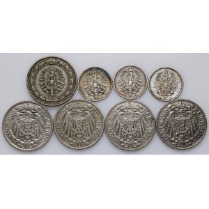 Germany, Empire, set of 20 and 25 pfennig coins from 1874-1912, (8 pieces)