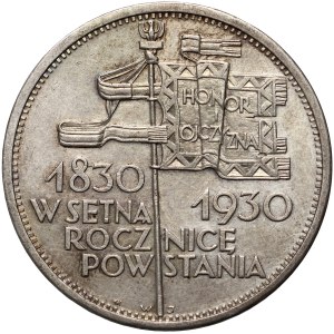 II RP, 5 Zloty 1930, Warschau, Banner, flacher Stempel