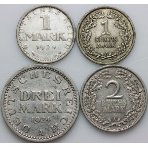 Germany, Weimar Republic, set of silver coins from 1924-1926, (4 pieces)