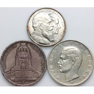 Germany, Empire, set of silver coins from 1906-1913, (3 pieces)