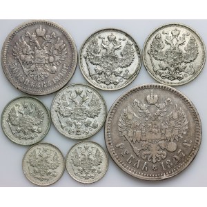 Russia, Nicholas II, set of silver coins from 1896-1914, (8 pieces)