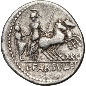 Římská republika, L. Farsuleius Mensor 75 př. n. l., denár, Řím