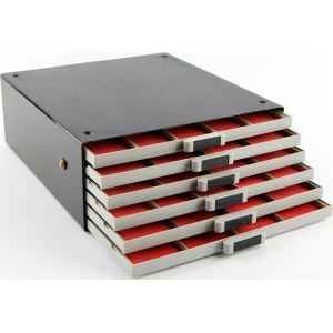 Metal coin box with six pallets