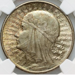 II RP, 10 Zloty 1932, London, Kopf einer Frau