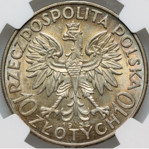 II RP, 10 Zloty 1932, London, Kopf einer Frau