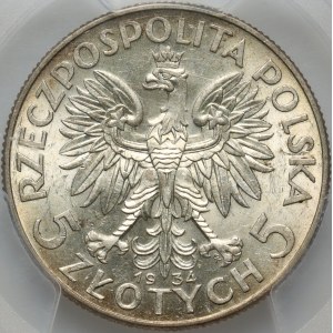 II RP, 5 złotych 1934, Warszawa, Głowa Kobiety