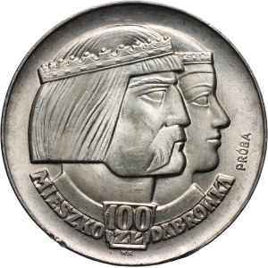 PRL, 100 złotych 1966, Mieszko i Dąbrówka, PRÓBA, srebro