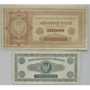 II RP, zestaw banknotów 50000 i 100000 marek polskich 1922, (2 sztuki)