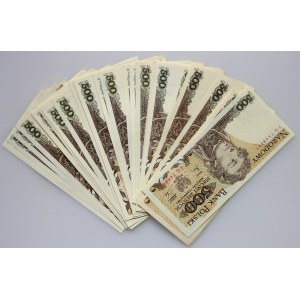 PRL, Banknotensatz 500 Zloty 1.6.1982, gemischte Serie, (50 Stück)