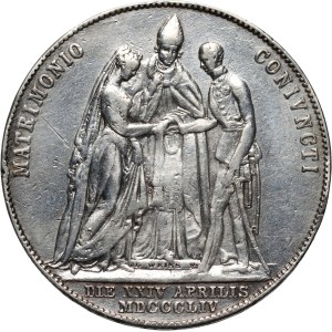 Rakousko, František Josef I., gulden 1854 A, Svatba Františka Josefa I., Vídeň