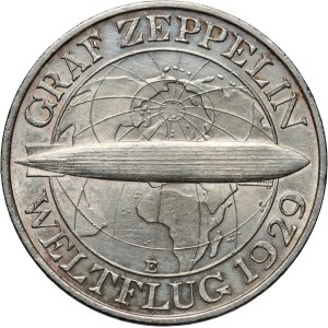 Germany, Weimar Republic, 3 Mark 1930 E, Muldenhütten, Zeppelin
