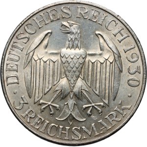 Germany, Weimar Republic, 3 Mark 1930 E, Muldenhütten, Zeppelin